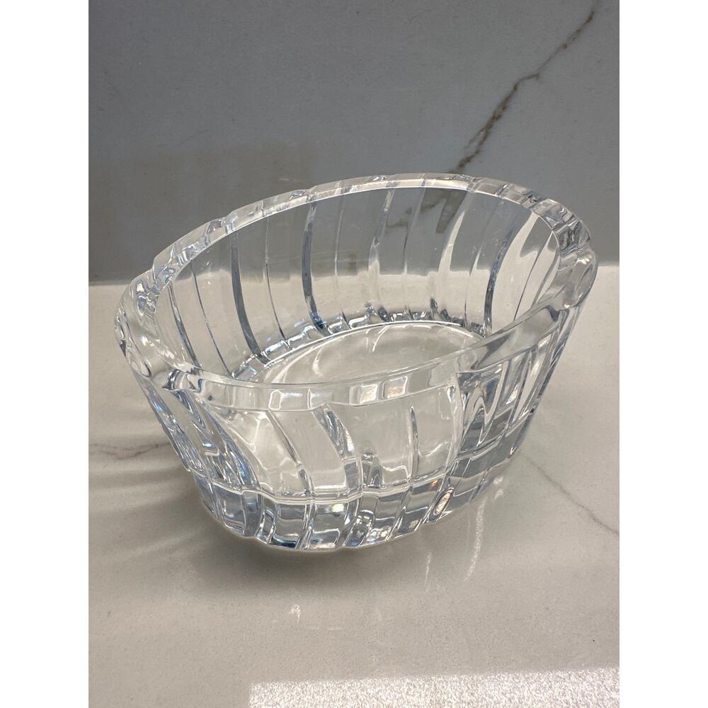 Heavy Crystal Vintage Oval Dish - Could be Orrefers Crystal Candy Nuts Jewelry